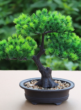 仿真松树家居室内绿色植物装饰假花盆栽摆件假树大迎客松塑料盆景