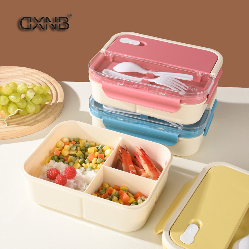 学生分格保温饭盒塑料微波炉专用午餐盒密封上班大容量带饭便当盒