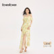 女士夏日荷叶边吊带印花连衣裙250005 新款 波嬉风 bebe2025夏季