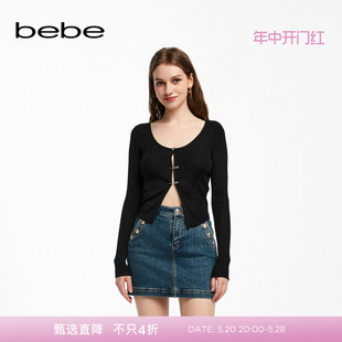 230609 女士气质胸针开叉针织开衫 新款 bebe2024夏季