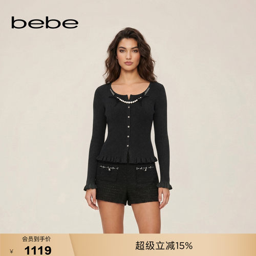 bebe2026秋季新款女士气质通勤风含棉羊毛针织上衣330501