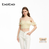 女士蕾丝印花仿珍珠短款 bebe夏季 新款 吊带上衣280307