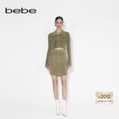 bebe冬季 纯色亮丝短款 针织半身裙430801