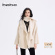 bebe2025秋冬新款 女士气质风纯色自带围巾含羊毛大衣外套472201