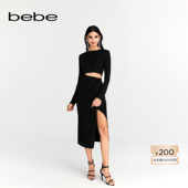 bebe秋季 系列女士气质烫仿钻镂空抽皱连衣裙150014