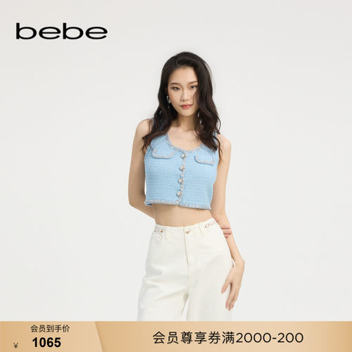 bebe夏季新款背心式针织上衣