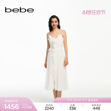 新款 bebe2024夏季 抽褶荷叶边连衣裙250001 女士气质薄款