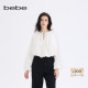 bebe2025秋季 460101 衬衫 新款 女士白色百搭宽松褶皱圆领灯笼袖