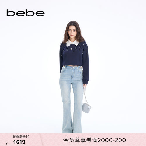 【明星同款】bebe2026春季新款女士含棉丹宁牛仔风牛仔裤111011
