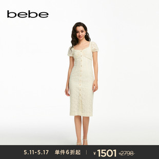 女士薄款 花边蕾丝长款 新款 bebe2024夏季 连衣裙250035