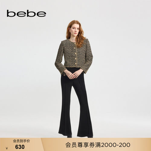 bebe冬季新款宽腰西装长裤