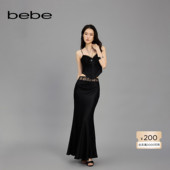 bebe春夏女士蕾丝网纱束腰双层包臀鱼尾半身裙120005