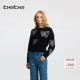 bebe冬季 系列女士含羊驼毛别致优雅蝴蝶珠片纱宽松针织上衣430507