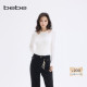 博主同款 bebe2025秋冬女士千金风假两件含羊毛针织上衣430512