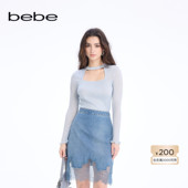bebe2026春季 新款 女士温柔气质风假两件设计针织上衣130509