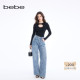 女士智性风印花纹理精致百搭直筒牛仔裤 bebe2026春季 新款 111008