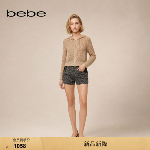 bebe2026秋季新款女士小香风立体提花含棉牛仔短裤311501