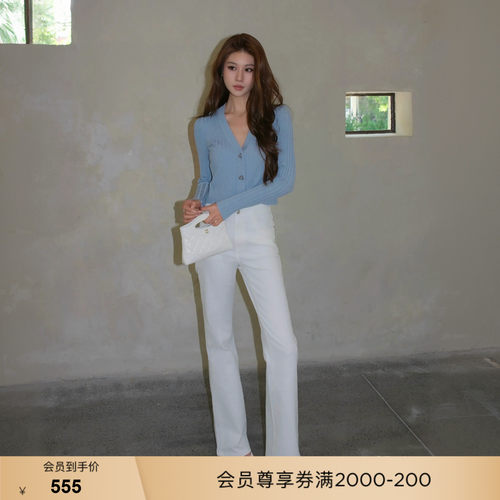 【博主同款】bebe2026夏季新款女士通勤风含棉直筒牛仔裤211007