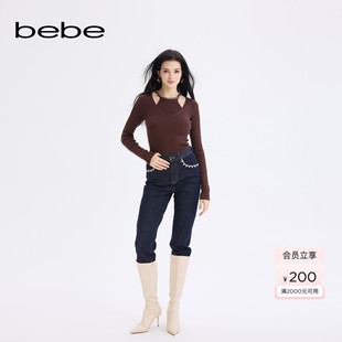 411012 bebe2025秋冬女士含棉摩登千金风牛仔裤 博主同款