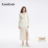 bebe秋季 系列女士蕾丝金属链条镂空立体花朵半身裙320005