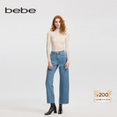 女士气质斑马条纹直筒牛仔裤 bebe冬季 新款 411011