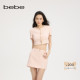 bebe2025夏季 新款 女士珠片链条编织带缀饰花呢夹克外套240301