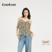 波嬉风 bebe2025夏季 新款 女士吊带雪纺豹纹印花梭织衫 280308