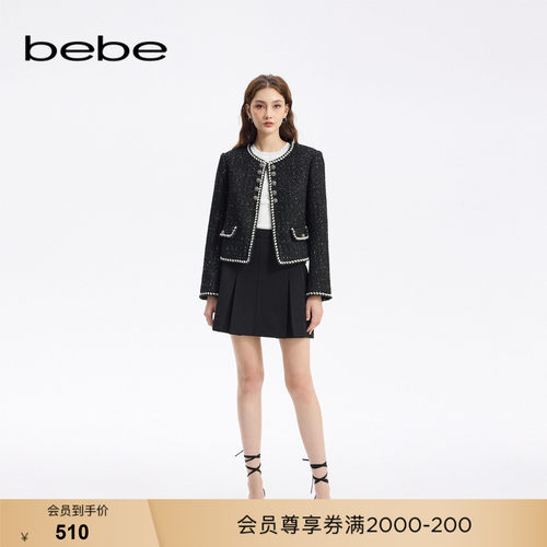 bebe秋季新款迷你百褶半身裙