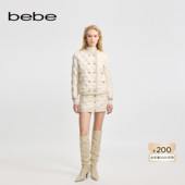 bebe冬季 系列女士金属蘑菇扣菱形格轻薄羽绒半身裙420240