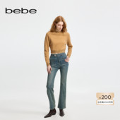 bebe冬季 系列女士气质千金玛德琳复古质感肌理感微喇牛仔裤 411010
