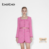 bebe冬季 系列粗花呢U领编织短款 外套440308