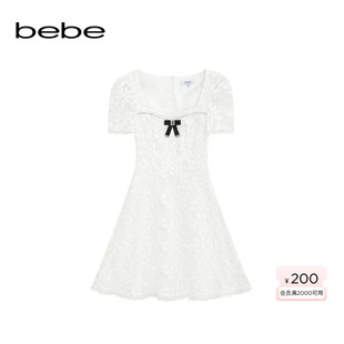 bebe2025秋冬新款 饰连衣裙350030 女士气质风蕾丝花边蝴蝶结装