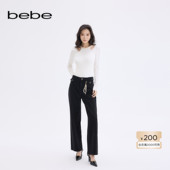 饰牛仔长裤 bebe2025秋冬新款 女士气质百搭复古感金属装 411008