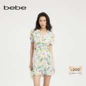 女士清新花卉法式 bebe2025夏季 新款 茶歇印花雪纺连衣裙250053