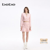 bebe秋季 系列女士气质波浪裙摆珠片花呢半身裙320203