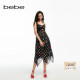 bebe夏季 系列女士气质波点印花薄款 吊带连衣裙250083