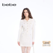 bebe2026春季 新款 女士千金风温柔甜美翻领针织连衣裙130906