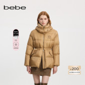bebe冬季 系列女士金属扣带口袋抽绳字母绣标短款 羽绒服403406