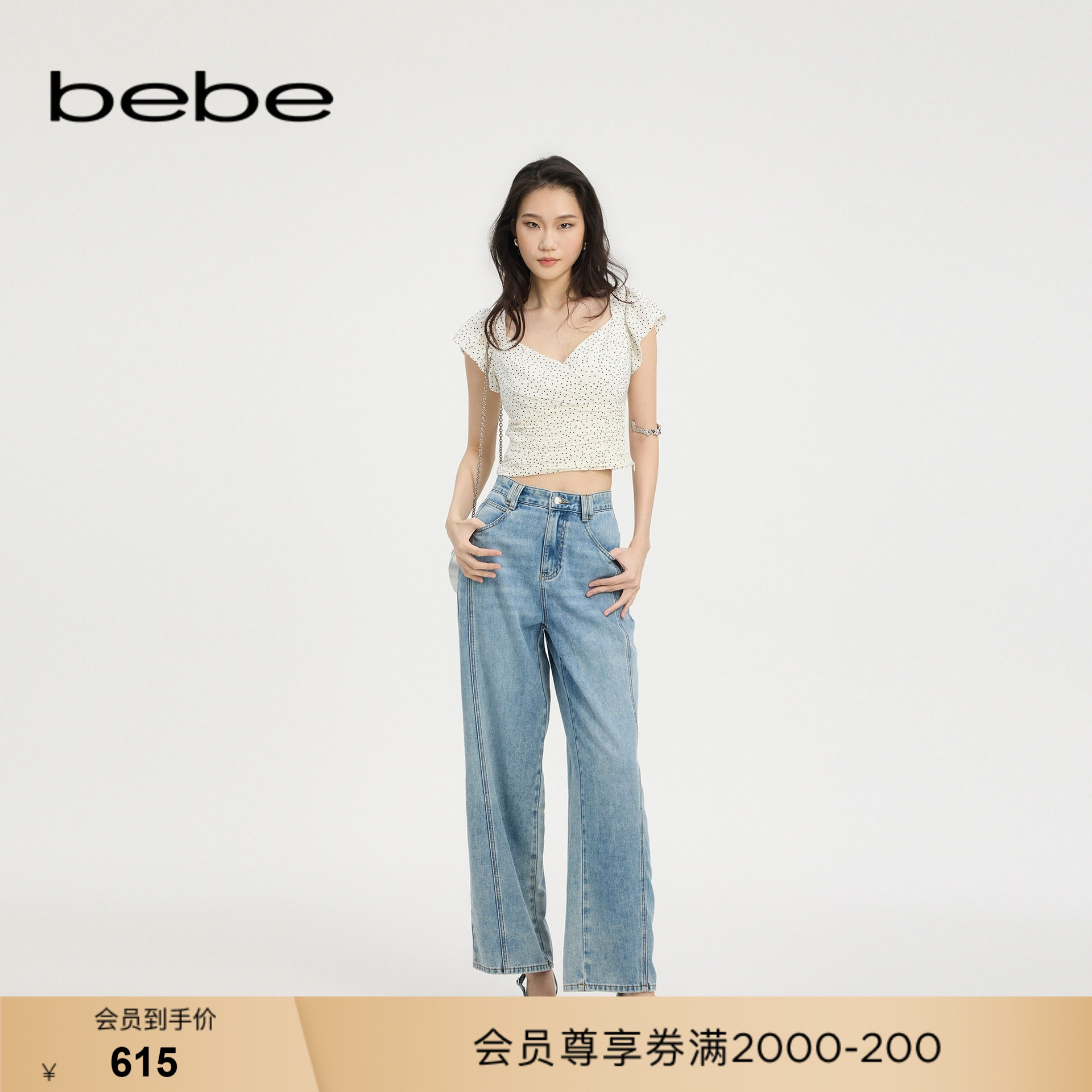 bebe夏季新款时尚休闲牛仔裤图片