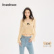 女士杏色荷叶边领口泡泡袖 bebe2025秋季 新款 设计抽褶上衣380105
