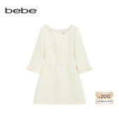 女士优雅七分袖 bebe2026春季 新款 收腰微蓬花苞裙摆小黑裙150008