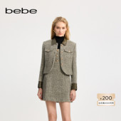 bebe冬季 系列女士含羊毛英伦花呢新式 夹克外套440316