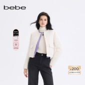 bebe2025秋冬新款 女士气质小香风圆领单排扣短款 羽绒服403306