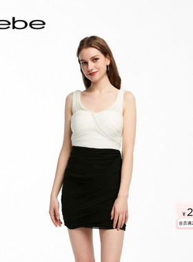 bebe夏季系列女士礼服包臀撞色连衣裙250022