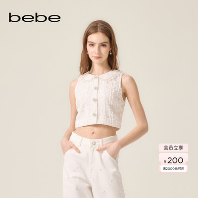 bebe2026夏季新款女士优雅千金风娃娃领无袖H型背心上衣281103