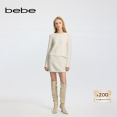 饰针织花边缀饰短款 bebe冬季 系列女士含羊毛烫仿钻装 半身裙420214