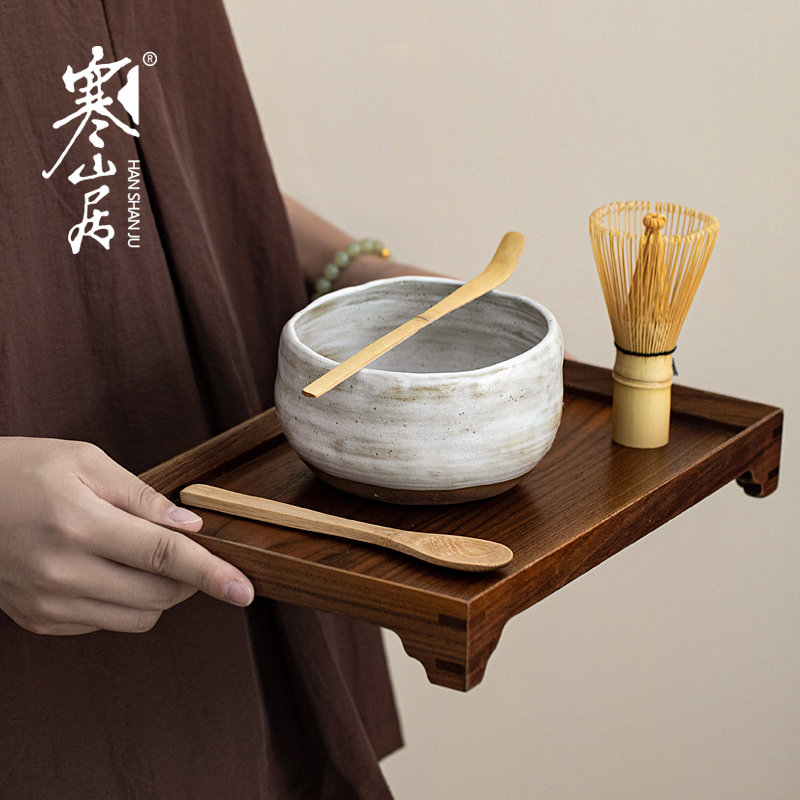 寒山居抹茶碗套装宋风手工陶禅意