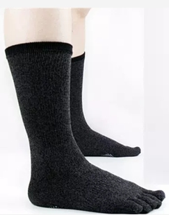 灰色四双装中长筒男士五指袜分五脚趾头的袜子纯棉，秋冬款