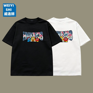 宽松男士 威逸狮 上衣男生重磅休闲体恤 新款 t恤男夏季 美式 纯棉短袖