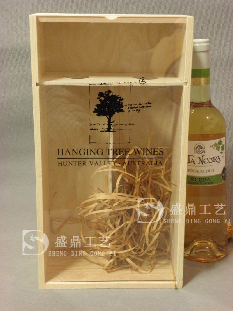 玻璃盖酒盒双支有机玻璃盖红酒木盒透明盖双支木盒订做红酒木箱